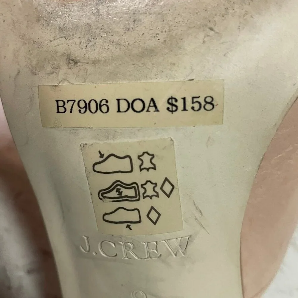 J CREW Nude/Beige MARLOW Leather Block Heeled Open‎ Toe Mules Sandals